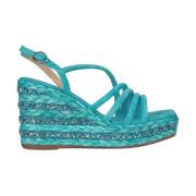 Flettet Kile Sandal med Rhinestone Detalje