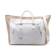 Canvas Tote Taske med Trompe l'Oeil Print