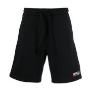 Sporty Sort Crown-Div Broderede Shorts