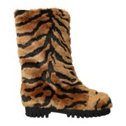 Tiger Fur Mid Calf Støvler