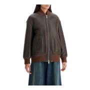 Shearling Bomber Jacket med Ribbed Manchetter