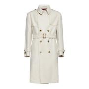 Beige Uldblanding Trenchcoat