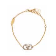 Guld VLogo Swarovski Crystal Charm Armbånd