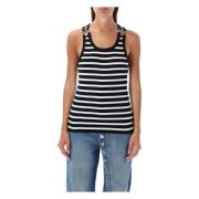 Stribet Tank Top Sort Hvid