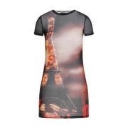 Sort Mesh Minikjole Pigalle Print