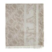 Elegant Beige Jacquard Stole med Logo