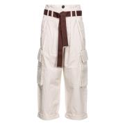 Farvet Pantalone i Hvid Latte