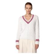 V-Hals Kabelstrik Kvinders Sweater