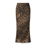 Leopard Print Mesh Nederdel