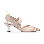 Mesh Slingback med Pink Læderdetaljer