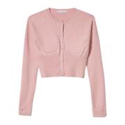 Pink Cardigan Crop Sweater