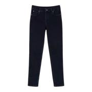 Sort Skinny Jeans med Logo Broderi