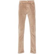 Beige Corduroy Broderet Logo Jeans