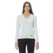 Lysblå V-hals Cashmere Blend Sweater