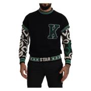 Sort Grøn Bomuld King Star Crewneck Sweater