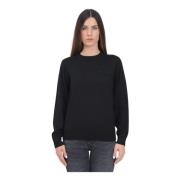 Sort sweater med logo broderi