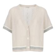 Beige Uldblanding Cardigan V-Hals