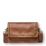 Premium Læder Crossbody Taske med Studs