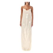 Paillet Maxi Kjole Creme AW24