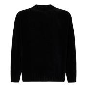 Sort Strikket Crew Neck Sweater