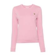 Pink Fleece Sweater med Fox Head Patch