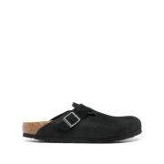 Sort Ruskind Sandaler Spænde-Strop Slip-On