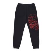 Sort Sweatpants med kranium i fleece