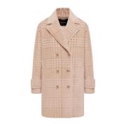 Glen Plaid Alpaca Wool Pea Coat