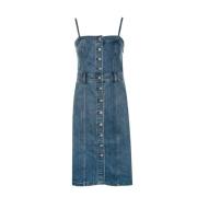 Denim Bustier Kjole med Korset Design