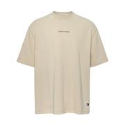 Beige Bomuld Crew Neck T-shirt