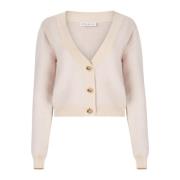 Beige Mohair V-Neck Cardigan