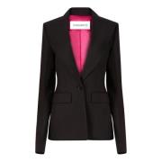 Sort Uld Gabardine Blazer