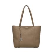 Beige Shopper Taske Elegant Metal Detaljer