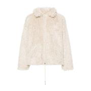 Faux Shearling Logo Patch Jakke