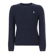 Navy Wool Cashmere Crew Neck Pullover