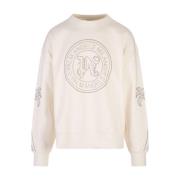 Hvid Crewneck Sweatshirt med Studded Logo