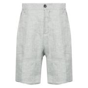 Linned shorts med sidelommer og baglommer