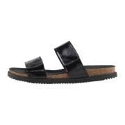 Sort Læder Sandal 1104-004-002