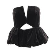 Sort Velvet Bustier Top Cut-Out