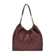 Burgundy Syntetisk Kvinders Shopping Taske