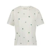 Broderet Butterfly Hvid T-shirt