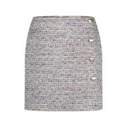 Tweed Mini Skirt med Hjerte Knapper