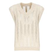 Beige Paillet Strikvest