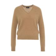 Angora V-Neck Sweater Strikket i Italien