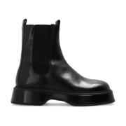 Square Toe Leather Chelsea Boots