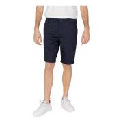 Blå Bomuldsblandings Zip Shorts