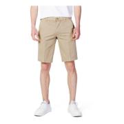 Beige Bomuld Zip Shorts