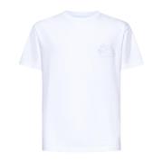 Hvid Bomulds T-shirt med Broderet Logo