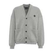 V-Neck Jersey Cardigan med Lapper Lommer