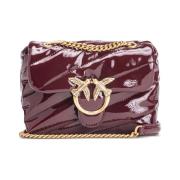 Quiltet Burgundy Skuldertaske med Guld-Tone Hardware